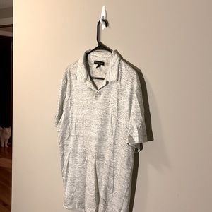 White and grey striped polo, lightly used in good condition. Light weight.